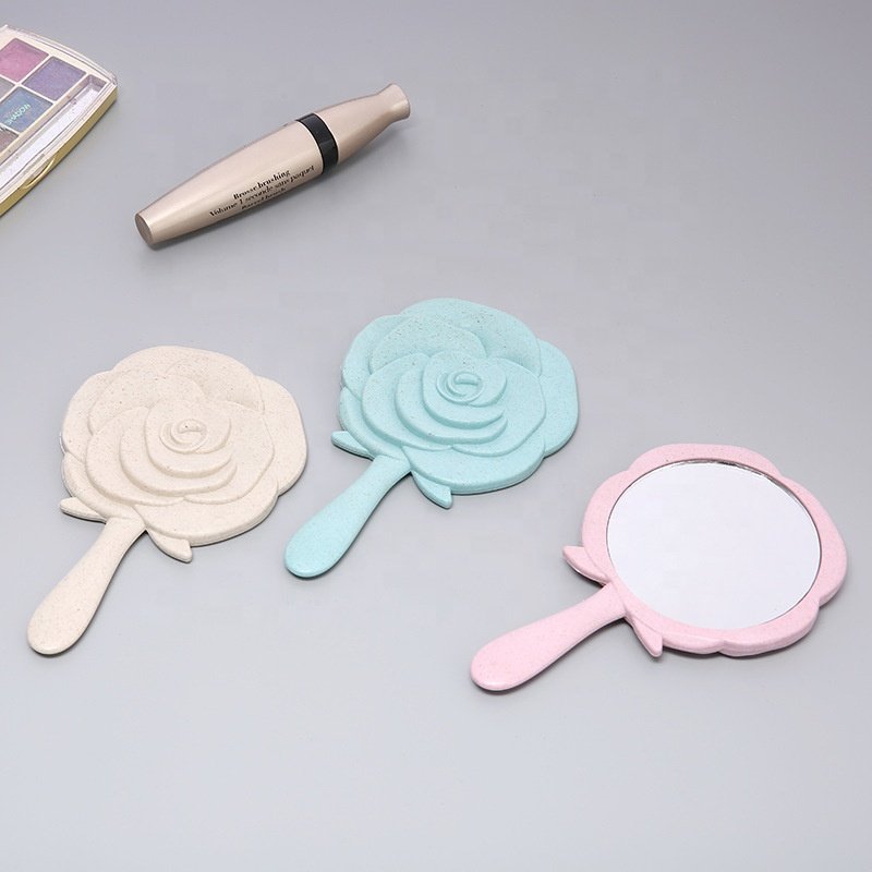 2022 New Colors Flowers Rose Design Handheld Mirror Pocket Vintage Mirror Makeup Mirror Beauty Makeup Tools Espejo