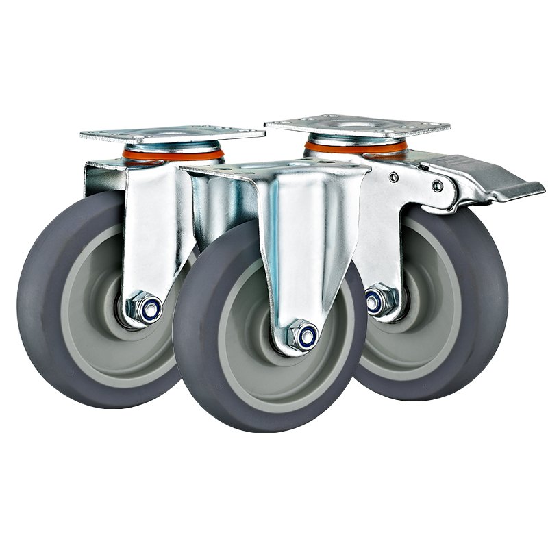3"4"5" Medium duty cart wheel hand trolley wheel castor industrial TPR machinery rubber wheels caster