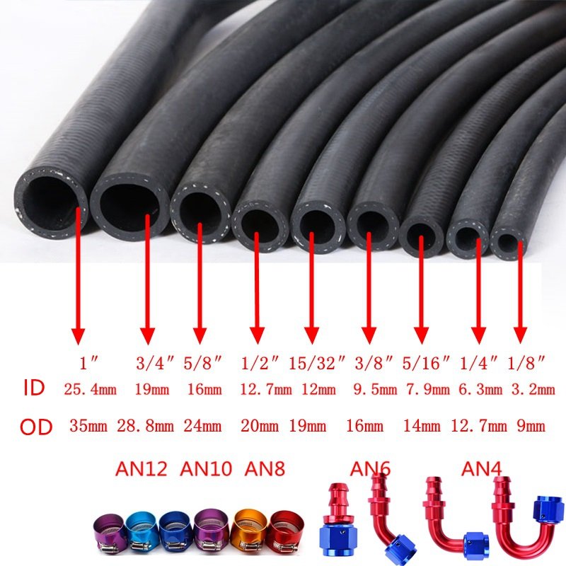 400 Series Automotive E85 An4 An6 An8 An10 An12 Nbr Cpe Rubber Black Braided Push Lock Push On Hose