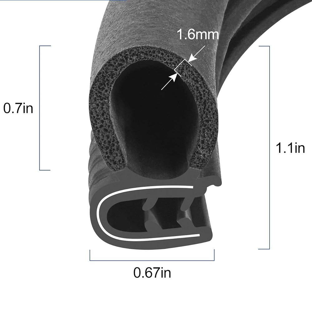 car door rubber seal Trim with EPDM Rubber Bulb Seal with built in metal clips
