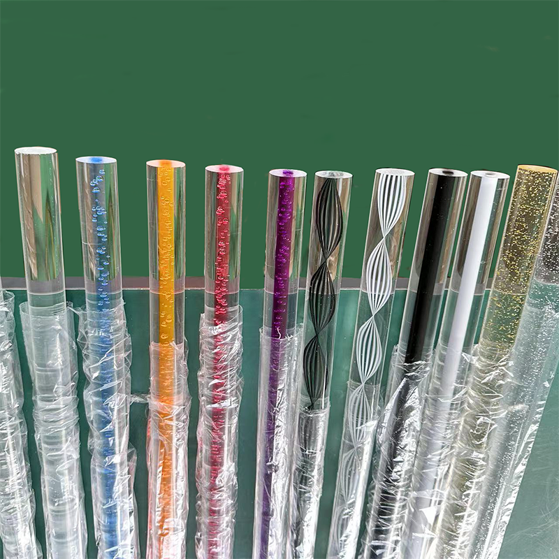 Customized Plastic Acrylic PMMA Clear Colorful Cylinder Solid Bar Round Pattern Cast Rod For Light Decoration Display