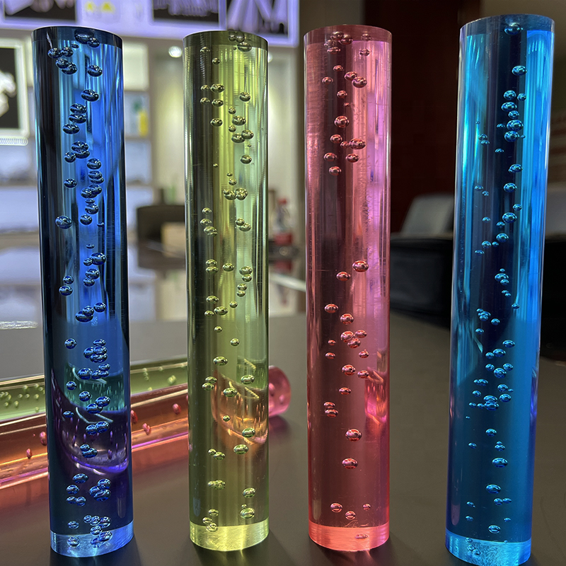 Customized Plastic Acrylic PMMA Clear Colorful Cylinder Solid Bar Round Pattern Cast Rod For Light Decoration Display