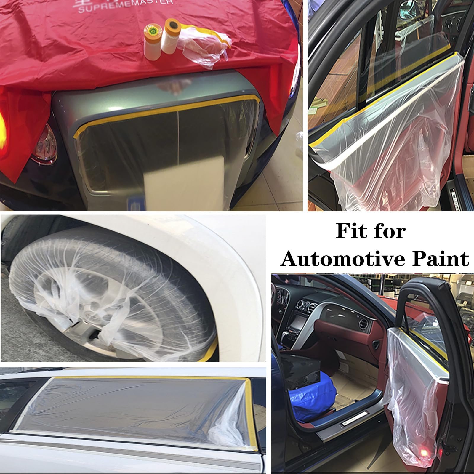 Pre-Taped Masking Film Plastic Automotive Auto Painting Pre Taped Masking Film Roll With Tape For Car Painting