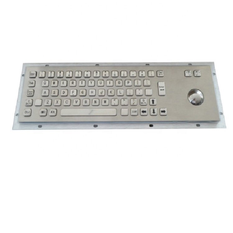waterproof 65 keys professional industrial mechanical metal mounted kiosk keyboard with trackball or touchpad or backlight