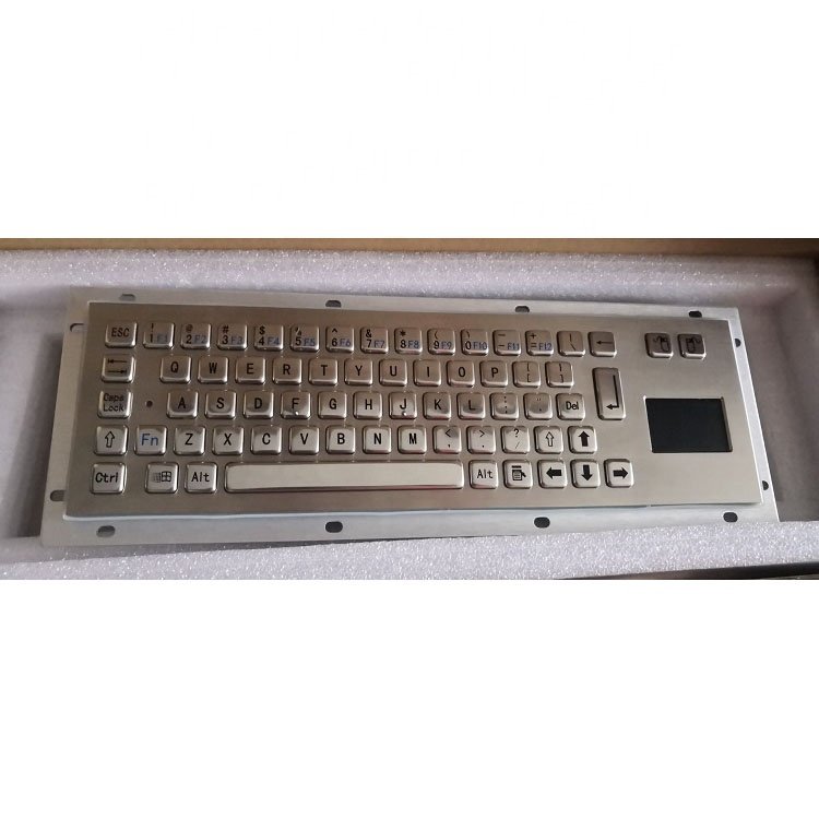 waterproof 65 keys professional industrial mechanical metal mounted kiosk keyboard with trackball or touchpad or backlight