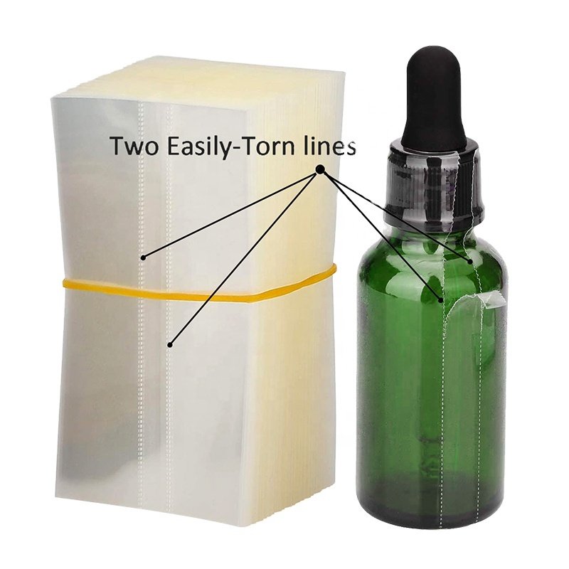 Perforated Clear PVC Heat Shrink Wrap Sealer Shrink Bands Shrink Sleeves With Easily Torn Lines For Glass 10ml Dropper Bottle