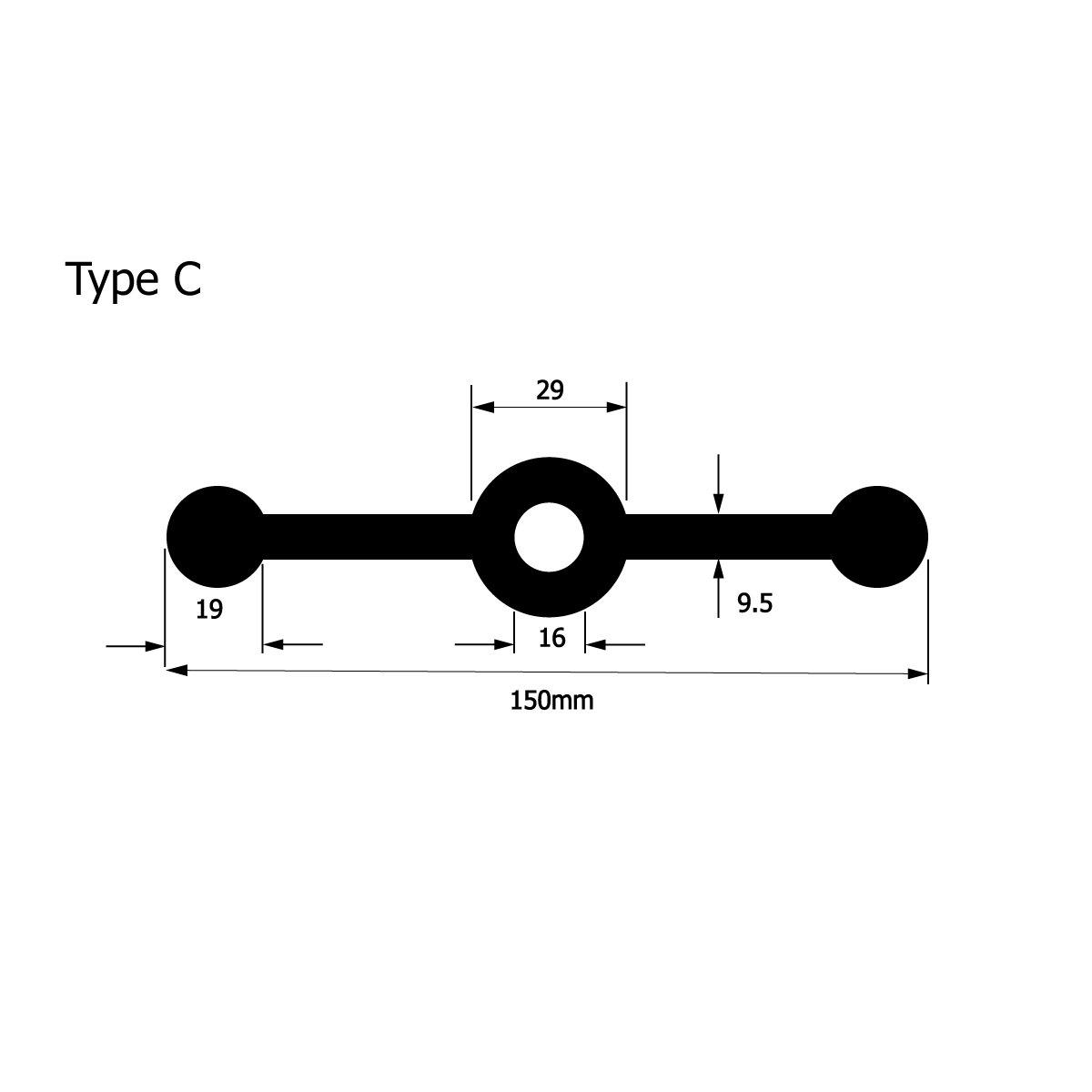 Premium Quality Rubber Waterstop Type C 150mm Centre Bulb For Fencing Swimming Pool Natural Rubber Product for Water Tank