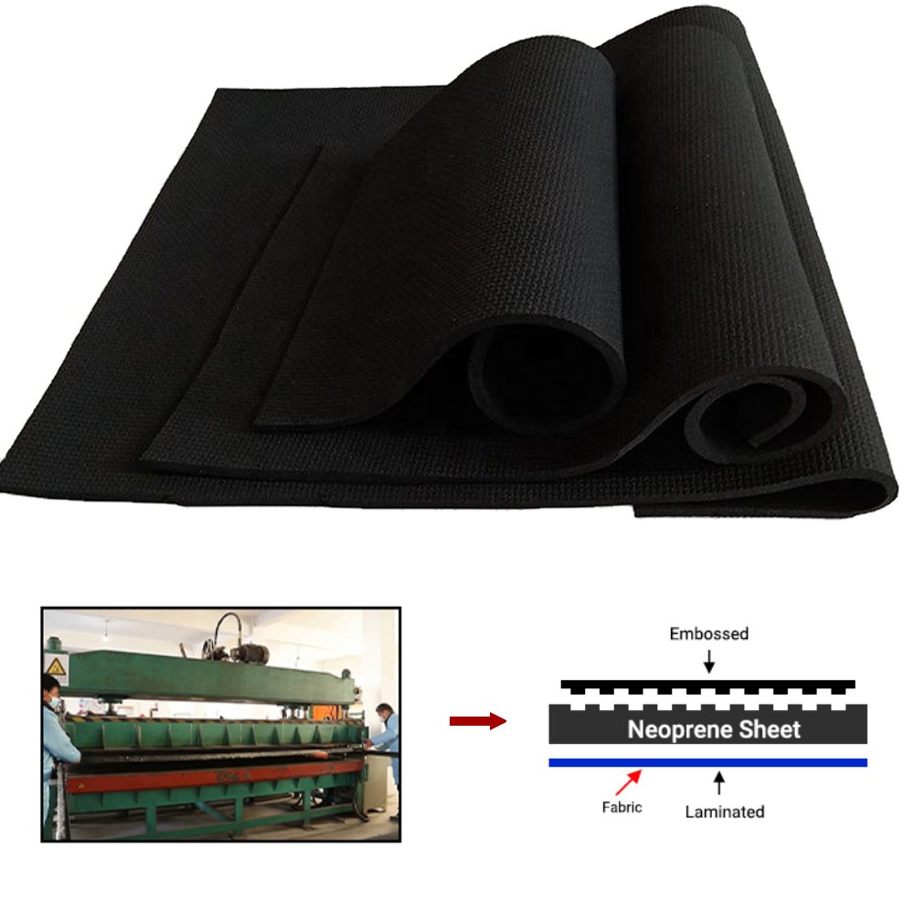 Anti Slip Shark Skin White/Black Embossed Neoprene Fabric Rubber Sheet Roll for Wetsuit