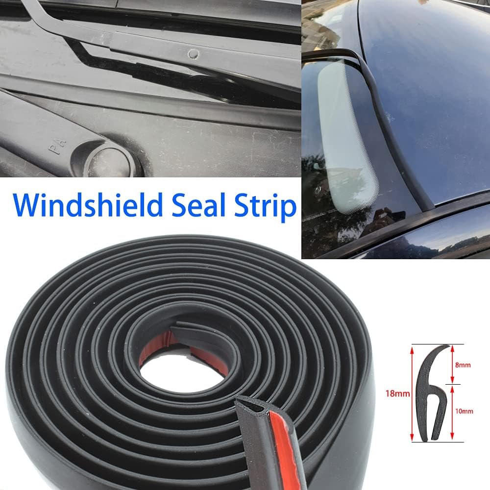 1.7m Universal Black Car Front Windshield Panel Decorative Trim h-type Sealing Protective Strip Car Rubber Seal Strip