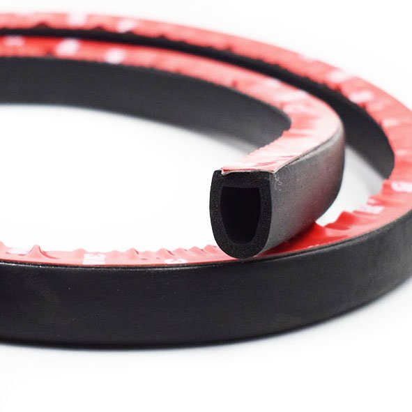Automotive D-Shape Rubber Foam Sealing Strip Large Size Self-Adhesive Waterproof Soundproof Easy Installation