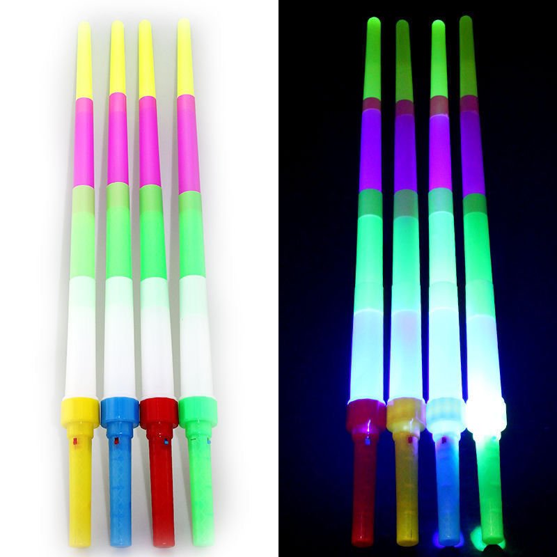 Carnival Kids Party Supplies RGB Light Telescoping Extensible 68cm Retractable Sword Toy Fluorescence Flashing Glow Led Sticks