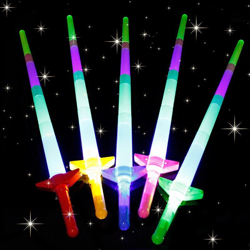 Carnival Kids Party Supplies RGB Light Telescoping Extensible 68cm Retractable Sword Toy Fluorescence Flashing Glow Led Sticks