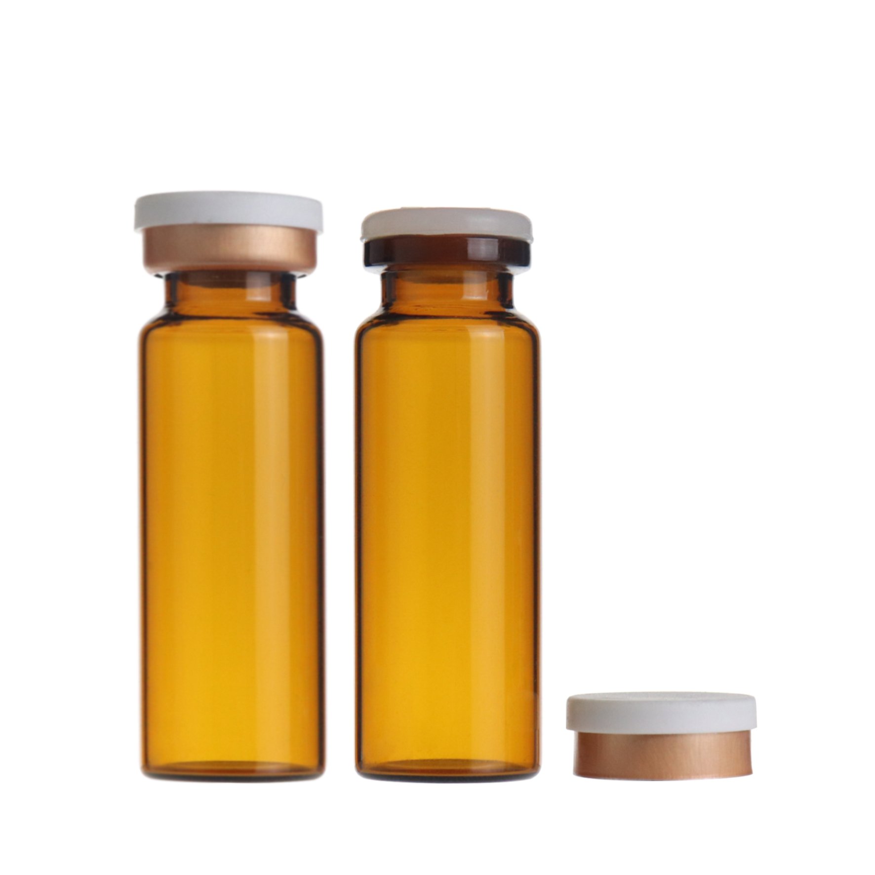 15ml empty amber pharmaceutical liquid glass container sterile vials with rubber stoppers and aluminum plastic cap