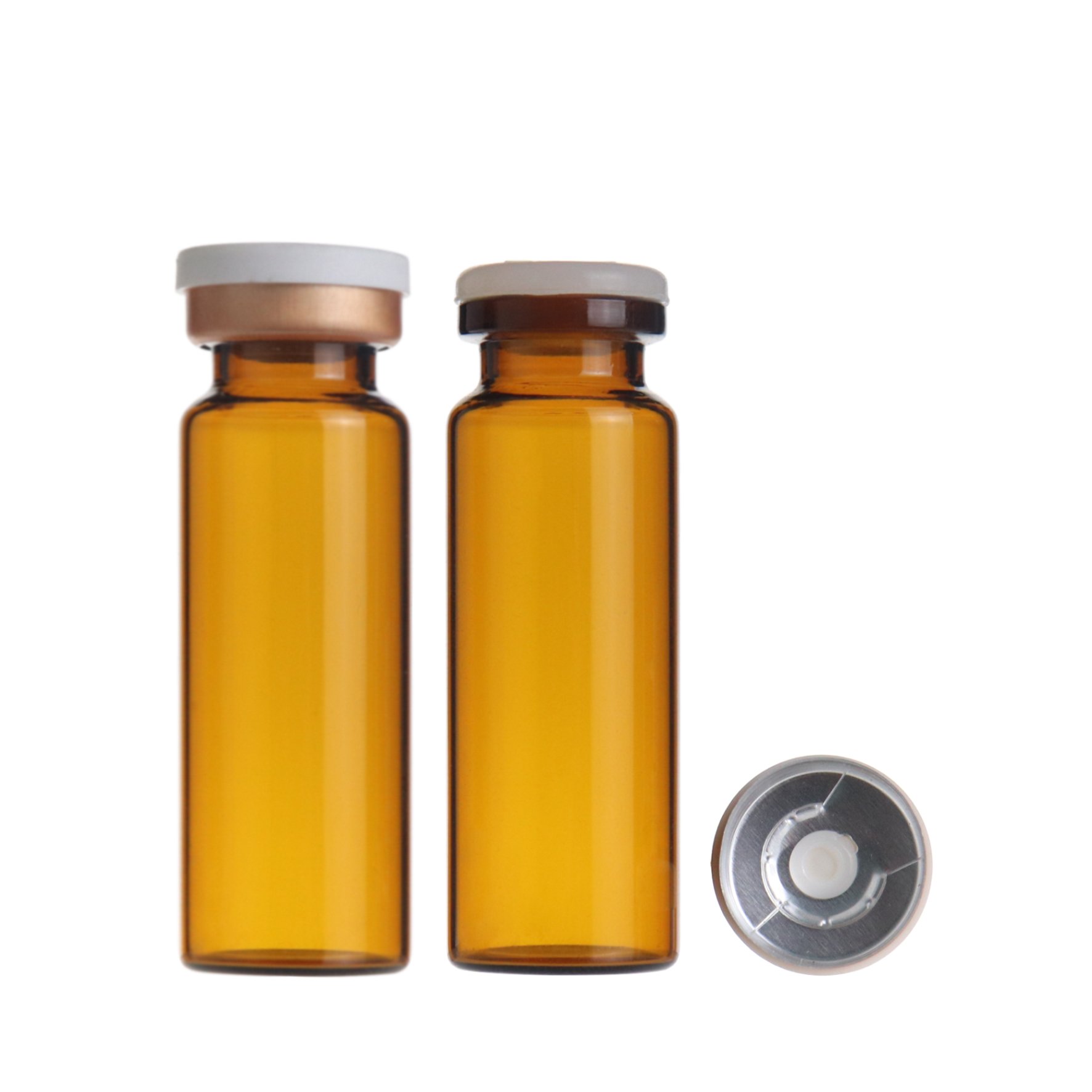 15ml empty amber pharmaceutical liquid glass container sterile vials with rubber stoppers and aluminum plastic cap