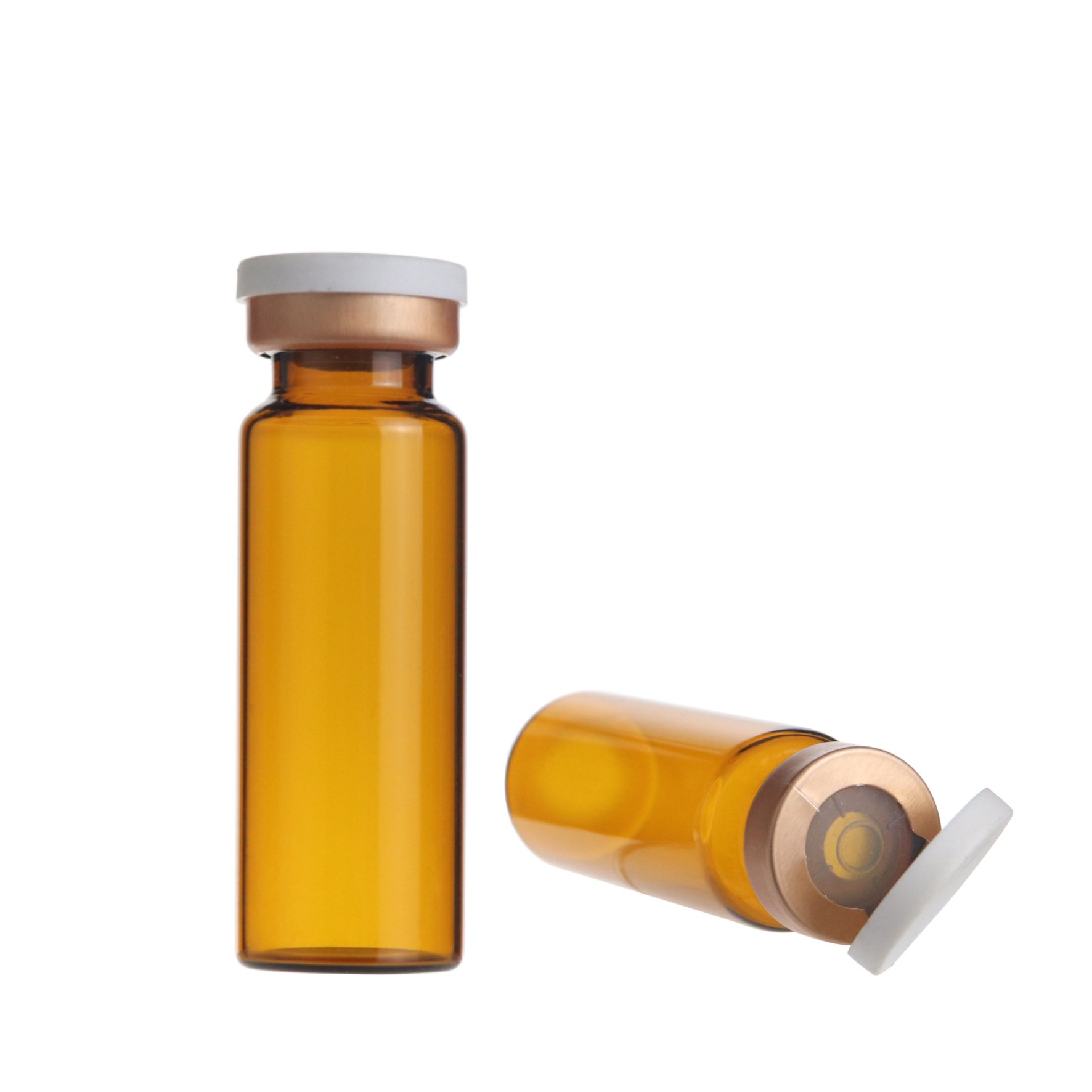 15ml empty amber pharmaceutical liquid glass container sterile vials with rubber stoppers and aluminum plastic cap