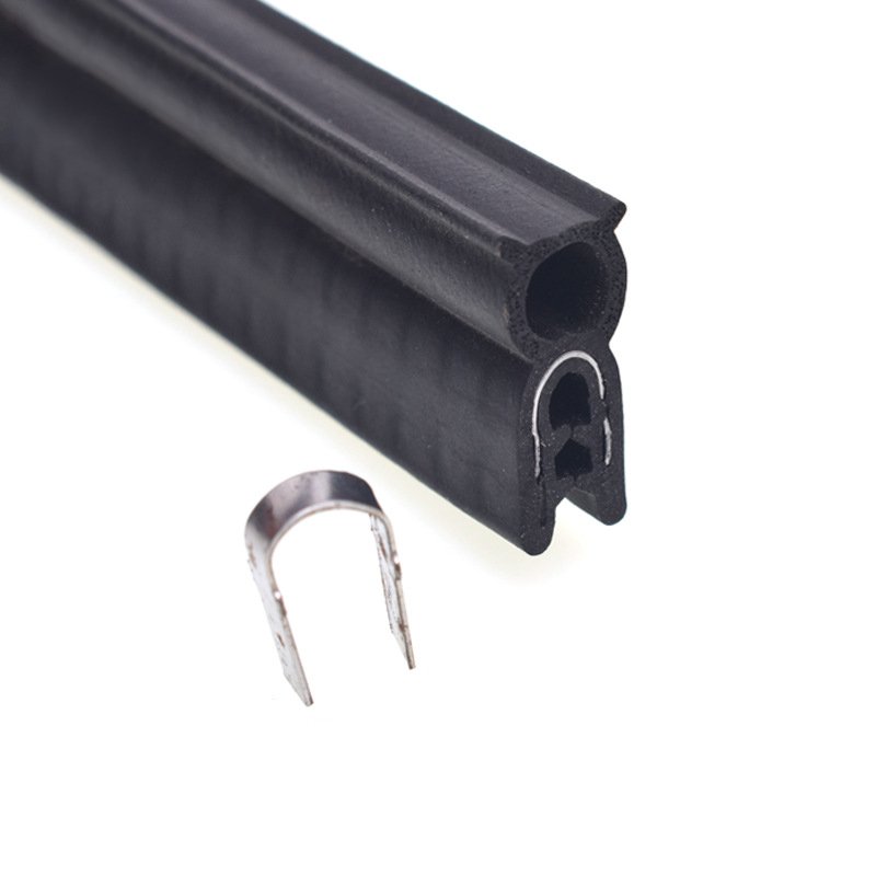 Saloon door edges EPDM Dense foam coextrusion with metal Insert U shaped with top bulb seal Gaskets