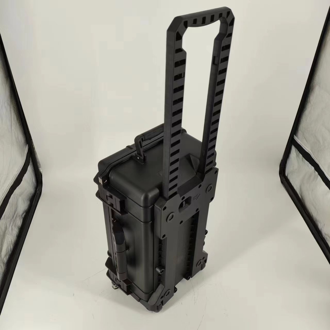 DPC112-9 Factory price hard plastic equipment safety carrying waterproof tool case with wheels and tie rods