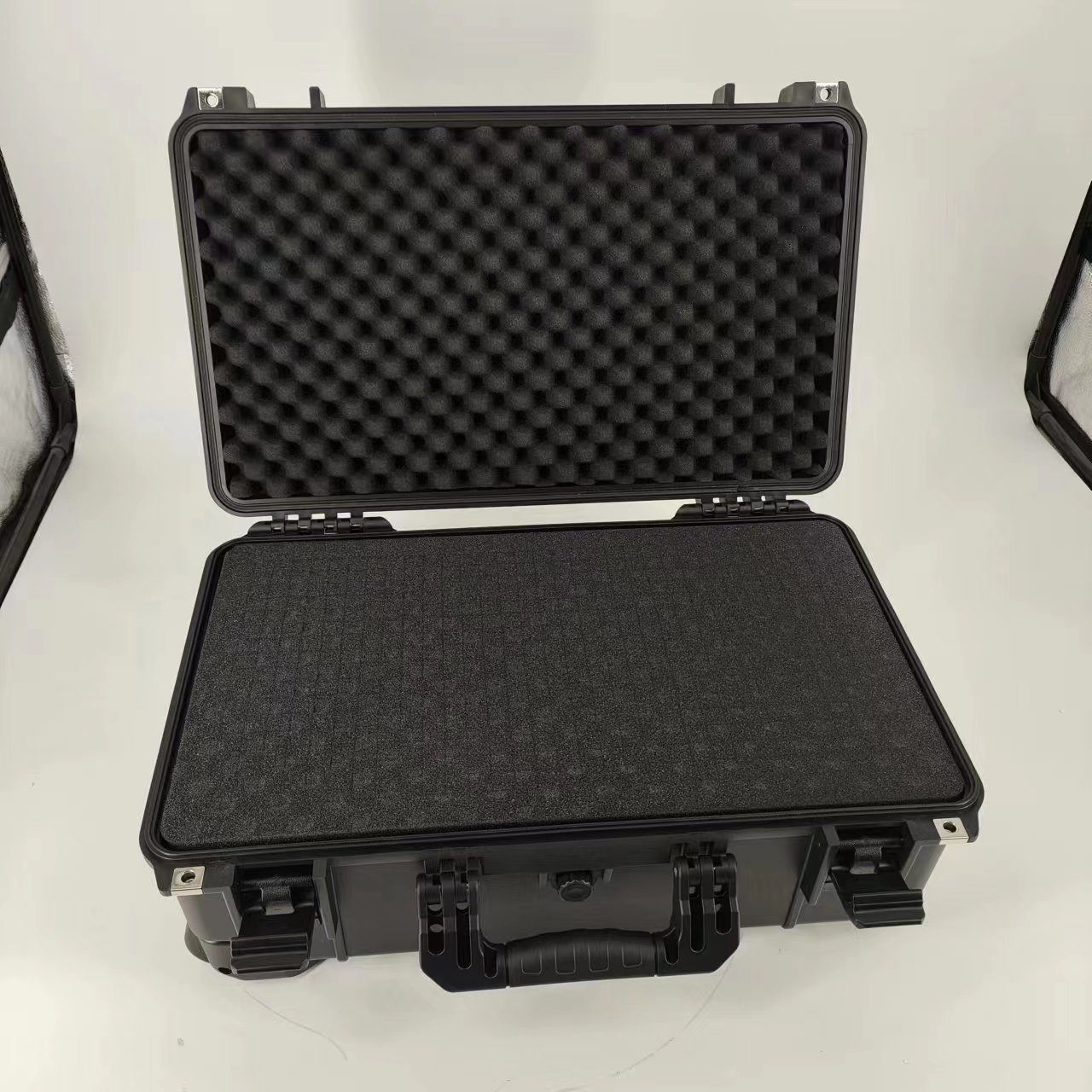 DPC112-9 Factory price hard plastic equipment safety carrying waterproof tool case with wheels and tie rods