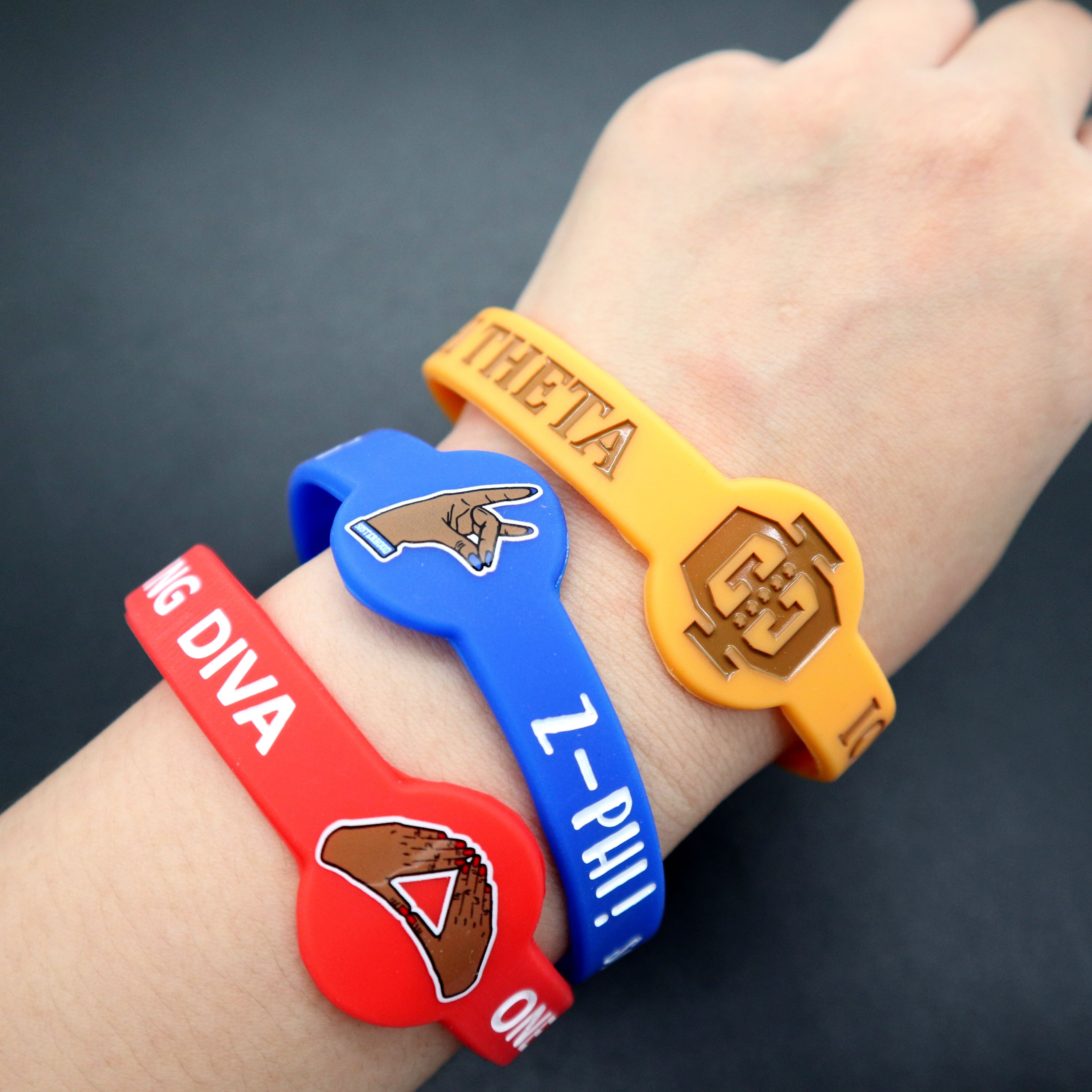 New style greek letters DST silicon bracelet Custom sigma silicone keychain bracelet Fashion bracelet en silicone