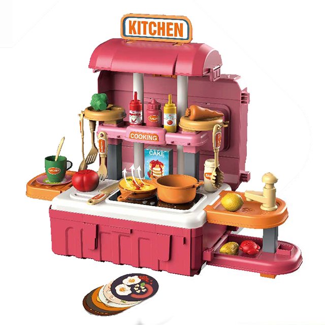 Little Chef 3 In 1 Kitchen Suitcase Toys Children Pretend Play Cooking Food Utensils Cookware Toys Set