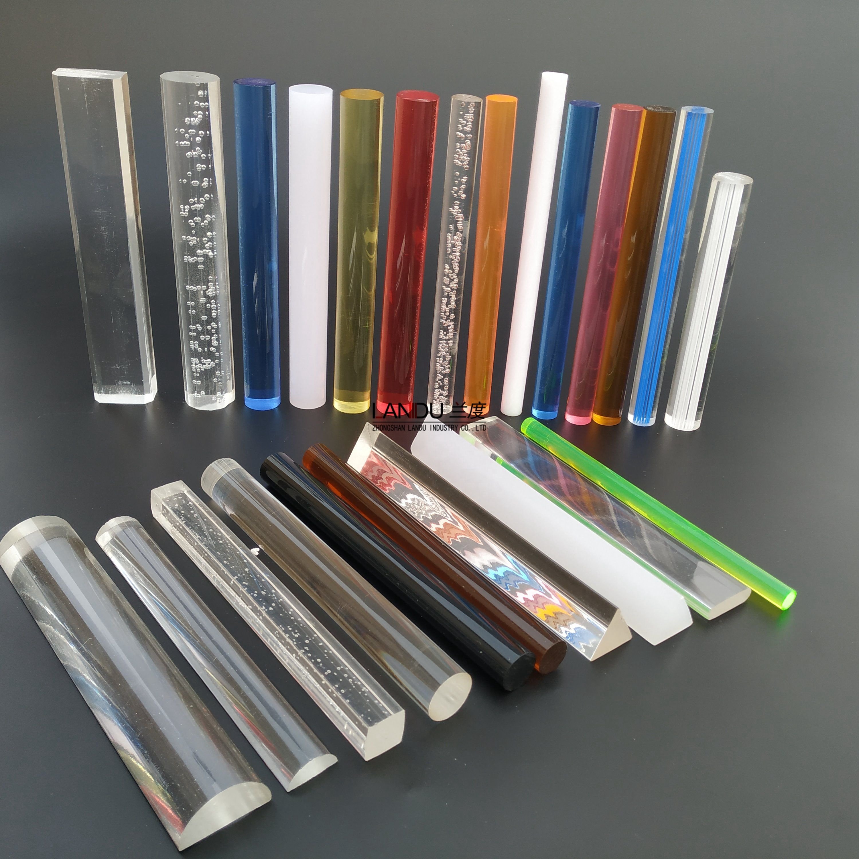 landu high quality clear acrylic triangle glowing rod Fluorescent plastic pipe