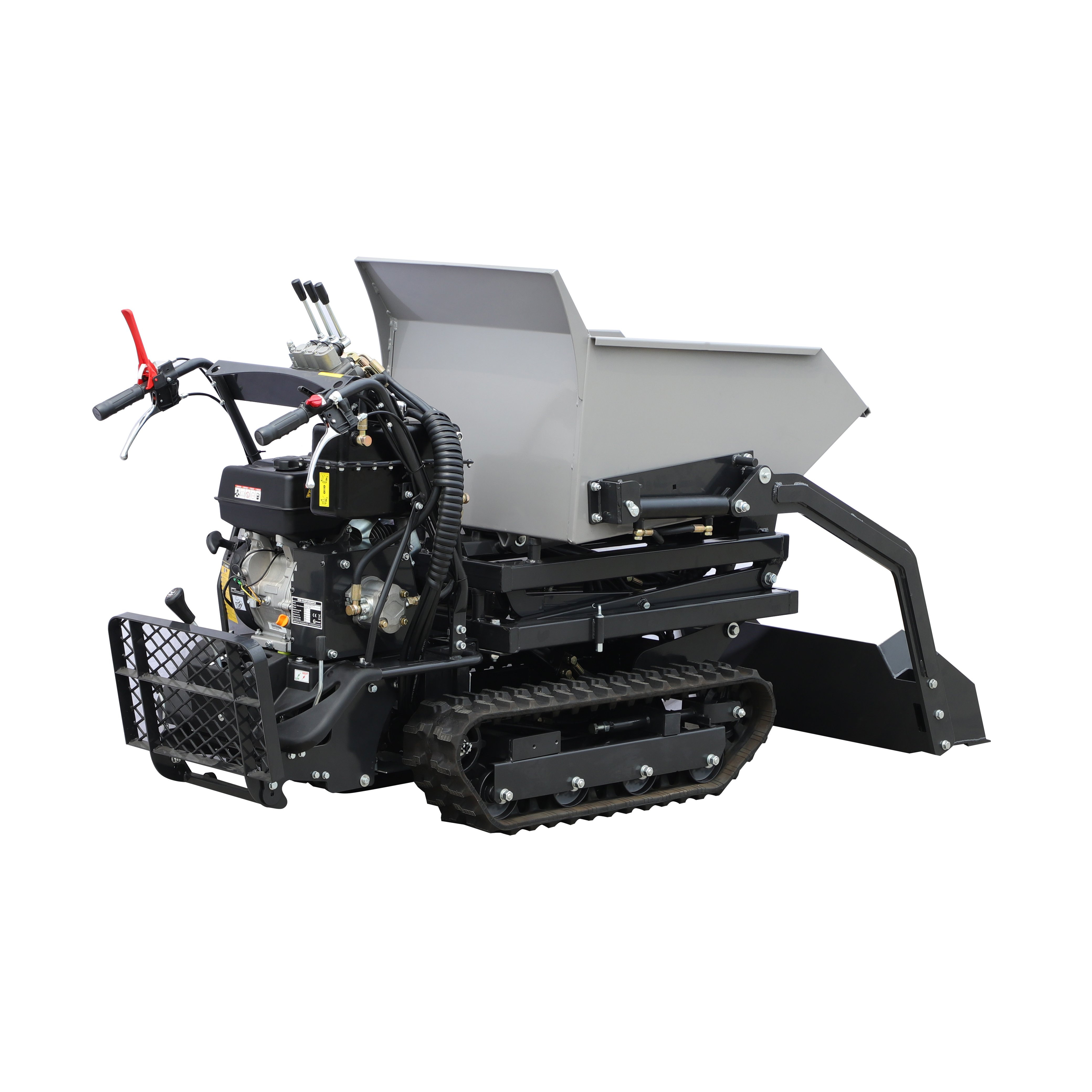CE Approved 500Kg Load Capacity Gasoline Engine Powered Rubber Track Skid Steer Mini Power Dumper With Shovel