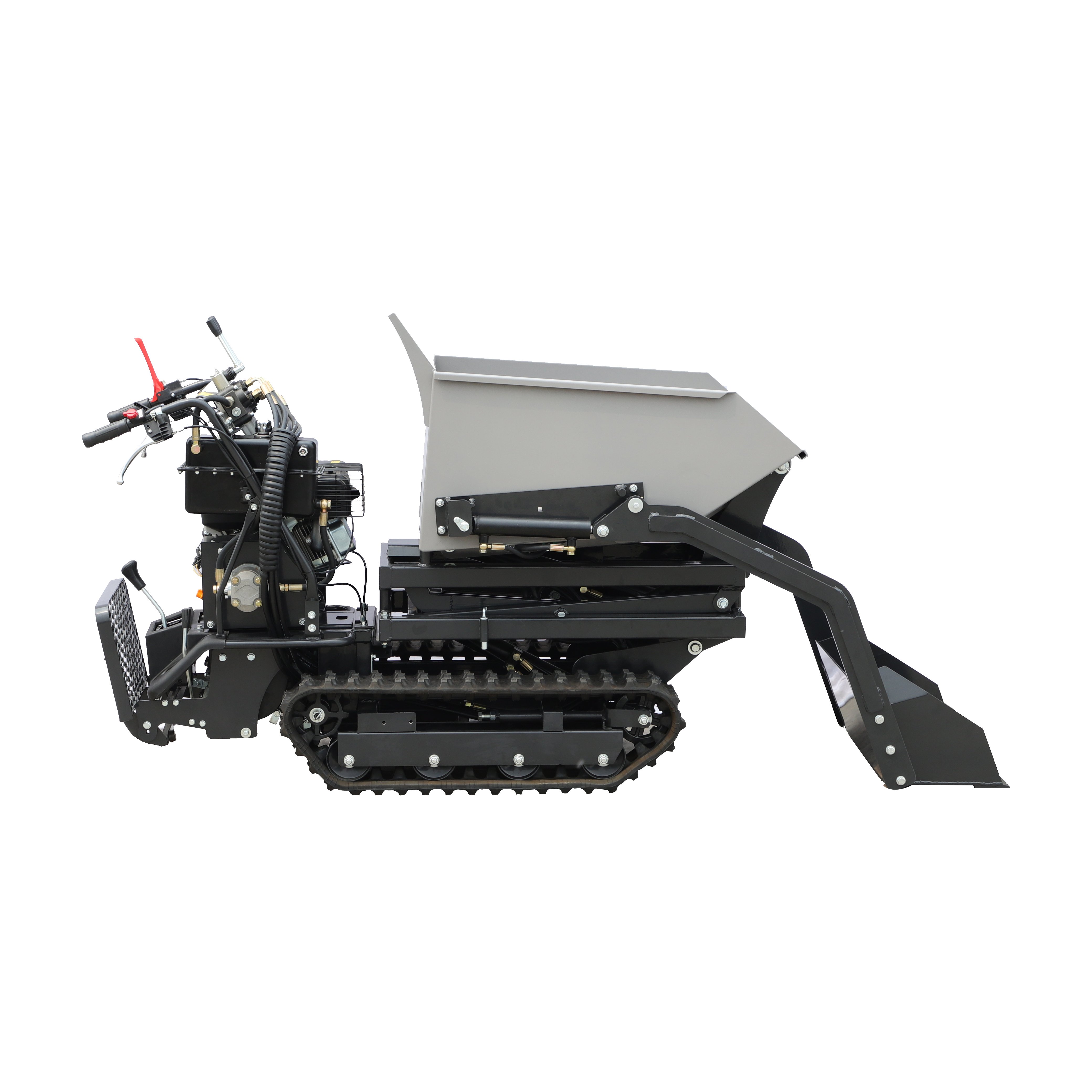 CE Approved 500Kg Load Capacity Gasoline Engine Powered Rubber Track Skid Steer Mini Power Dumper With Shovel