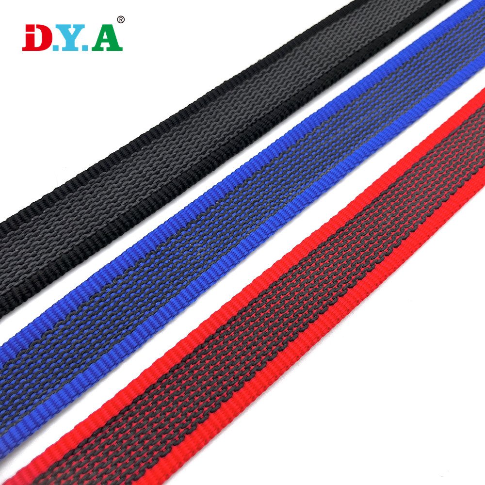 Custom Color 25mm Silicone Webbing Tape Non Slip Silicone Grip Polypropylene Webbing for Dog Collar Leash
