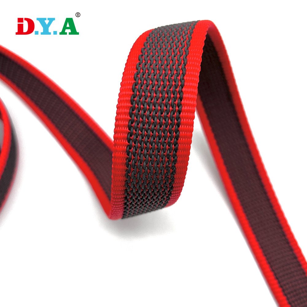 Custom Color 25mm Silicone Webbing Tape Non Slip Silicone Grip Polypropylene Webbing for Dog Collar Leash