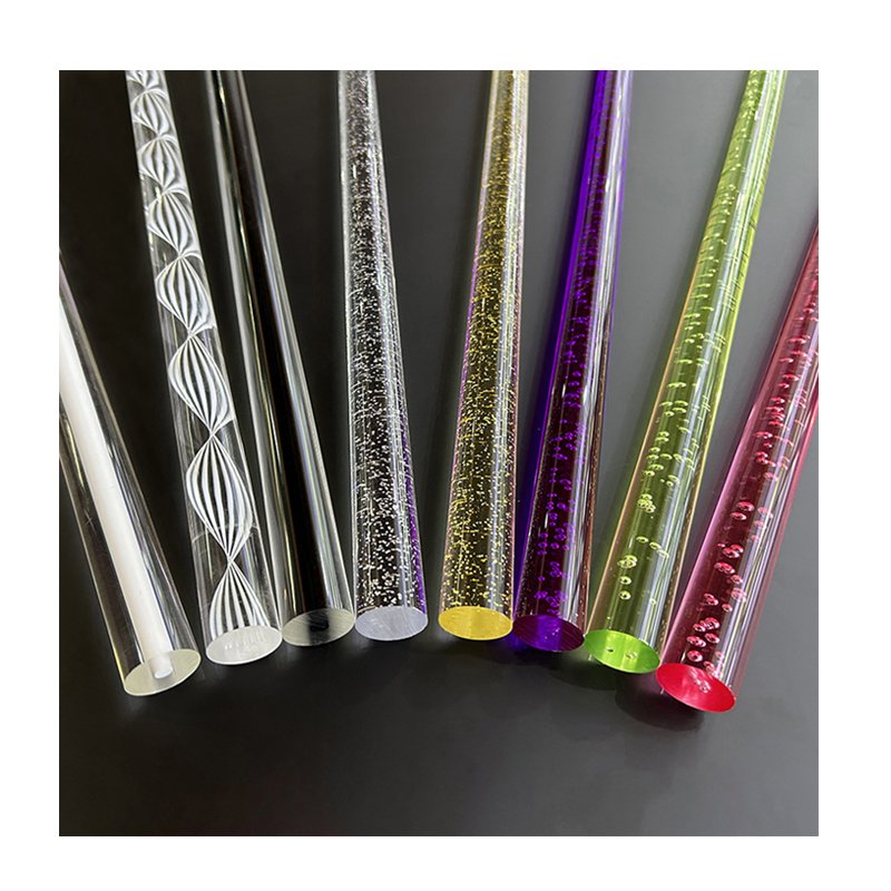 High Quality Customized Colors and Style Plastic Acrylic Clear Colorful Cylinder Solid Rod PMMA Round Rod For Light Decoration