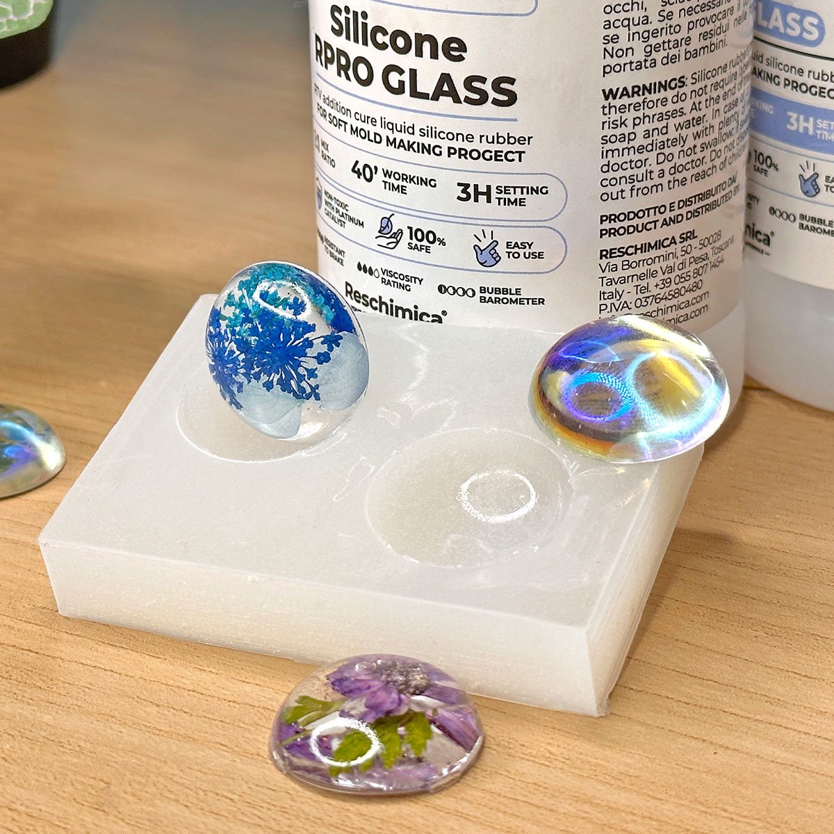 R PRO GLASS 1:1 Silicone rubber transparent for medium hardness moulds, platinum catalyst compatible with resin and concrete