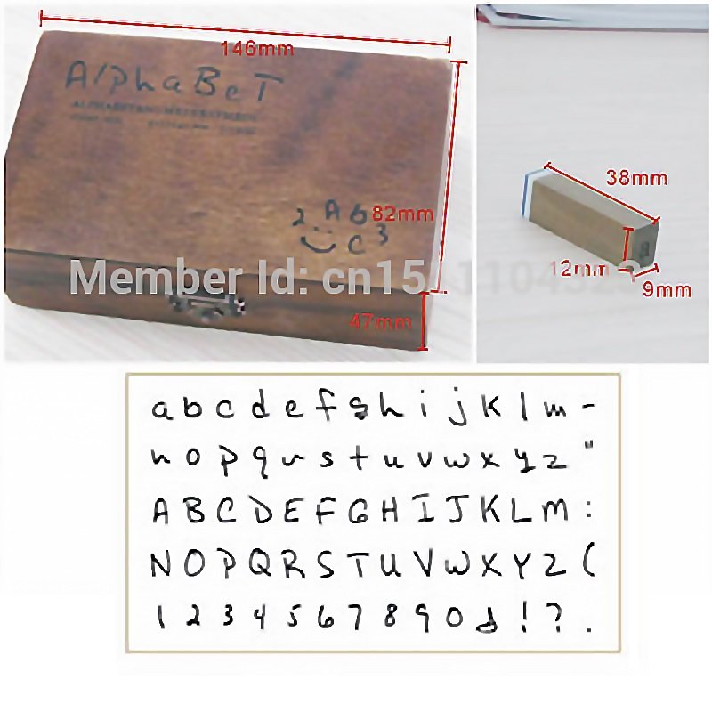 70pcs per box Number Letter Multifunction Wooden Stamp Set Wood Box Rubber Stamps DIY Regular Script Handwriting