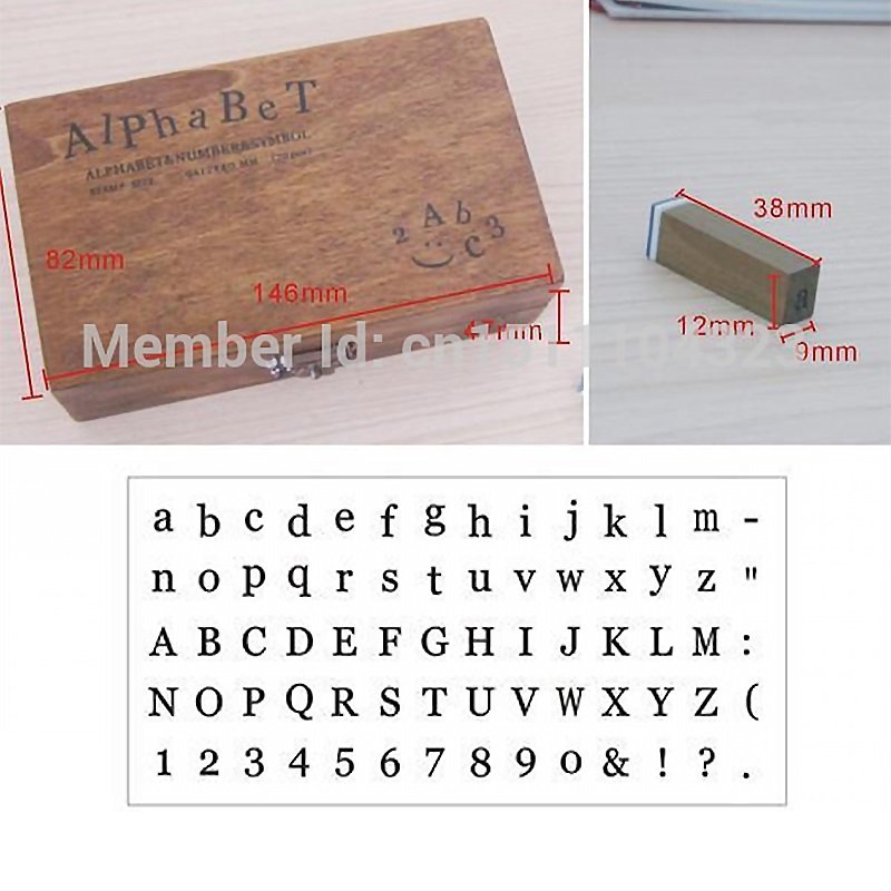 70pcs per box Number Letter Multifunction Wooden Stamp Set Wood Box Rubber Stamps DIY Regular Script Handwriting