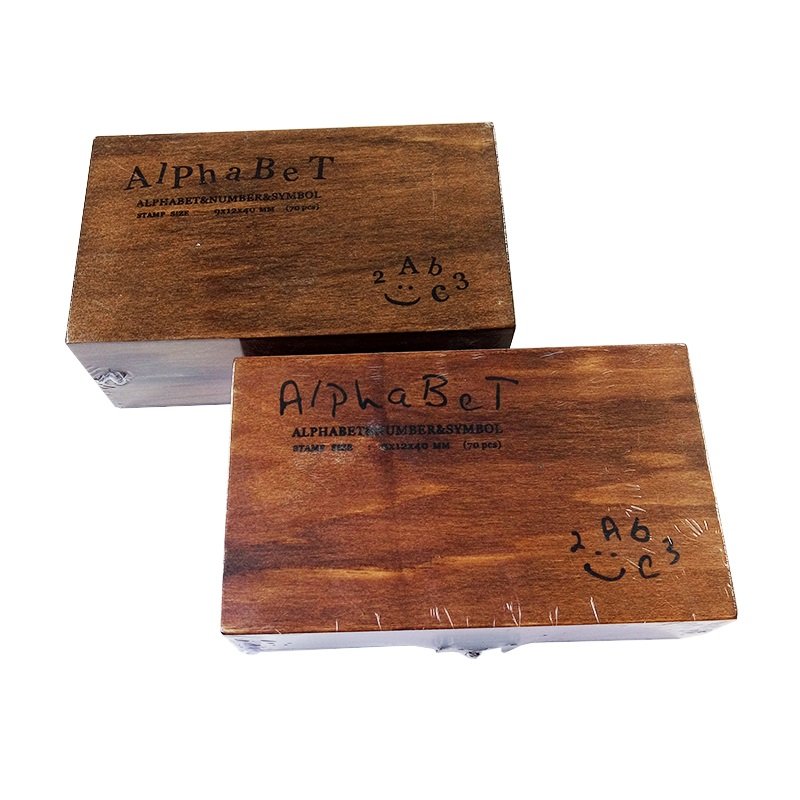 70pcs per box Number Letter Multifunction Wooden Stamp Set Wood Box Rubber Stamps DIY Regular Script Handwriting