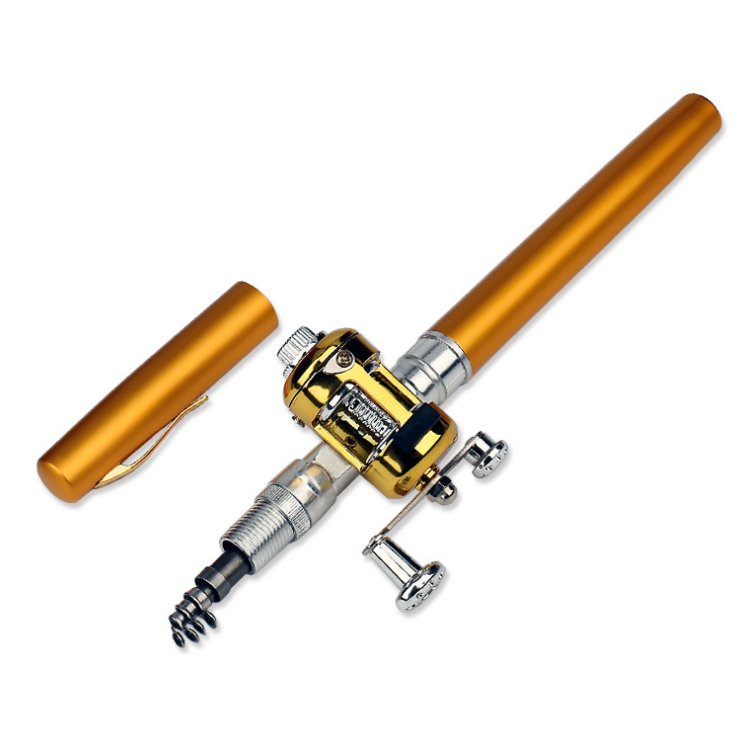 1 Meter Portable Fishing Rod Pen With Plastic Drum Fishing Reel