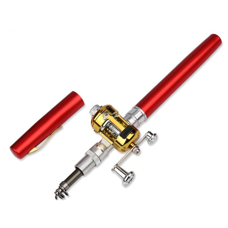 1 Meter Portable Fishing Rod Pen With Plastic Drum Fishing Reel