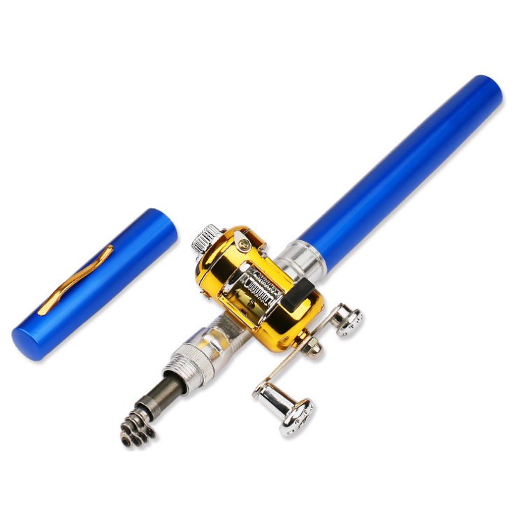 1 Meter Portable Fishing Rod Pen With Plastic Drum Fishing Reel