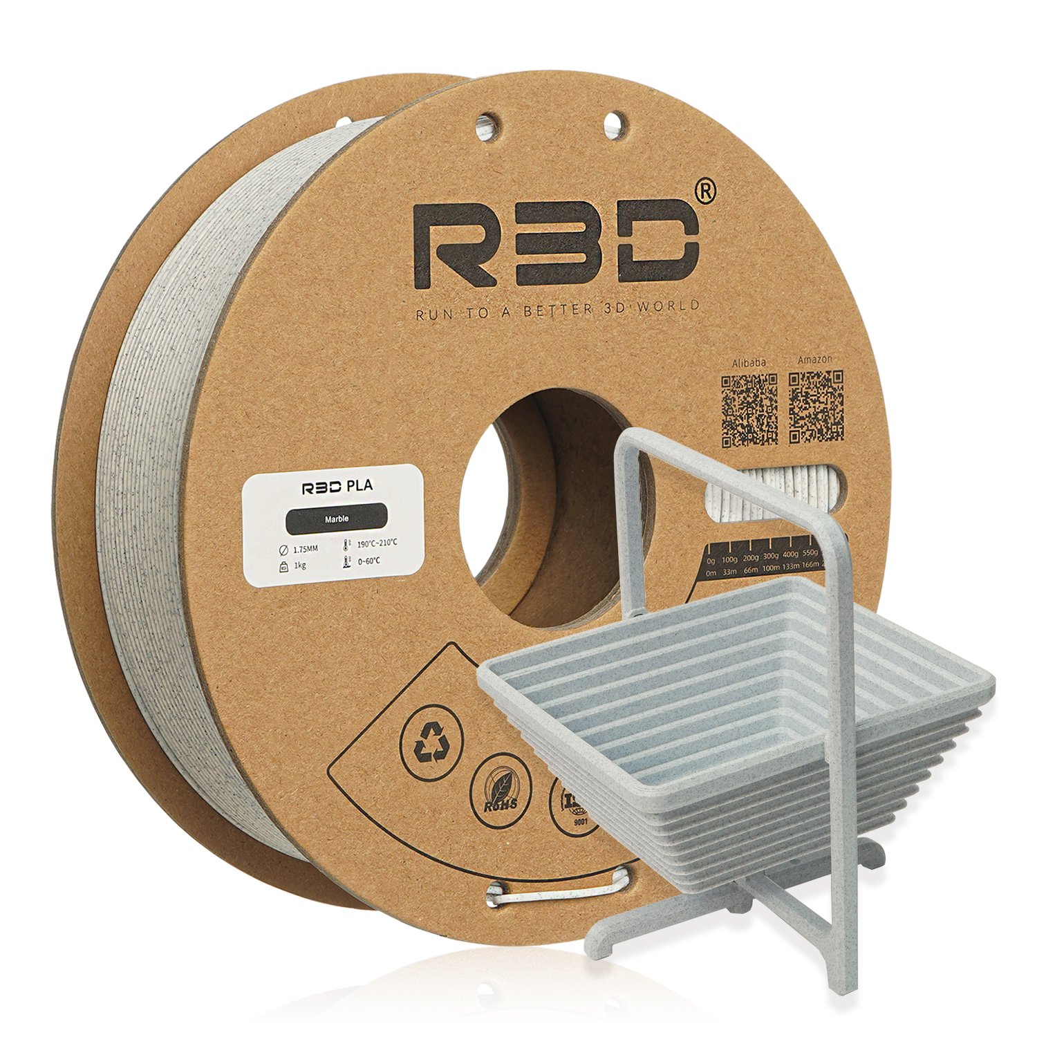 Wuhu R3D Marble Filament 3d Printer PLA 1KG/Spool Neat Winding Eco Plastic