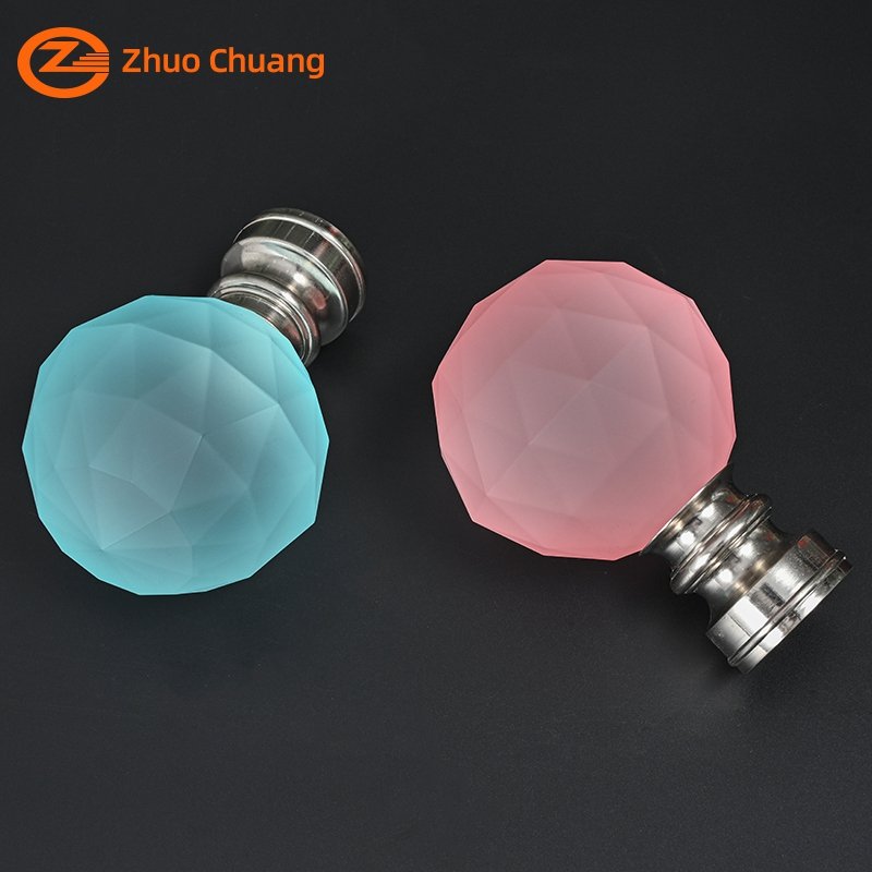 China Factory Customization Curtain Rod Set Crystal Ball Finial Colorful Curtain Rod Accessories Acrylic Curtain Finial Rods