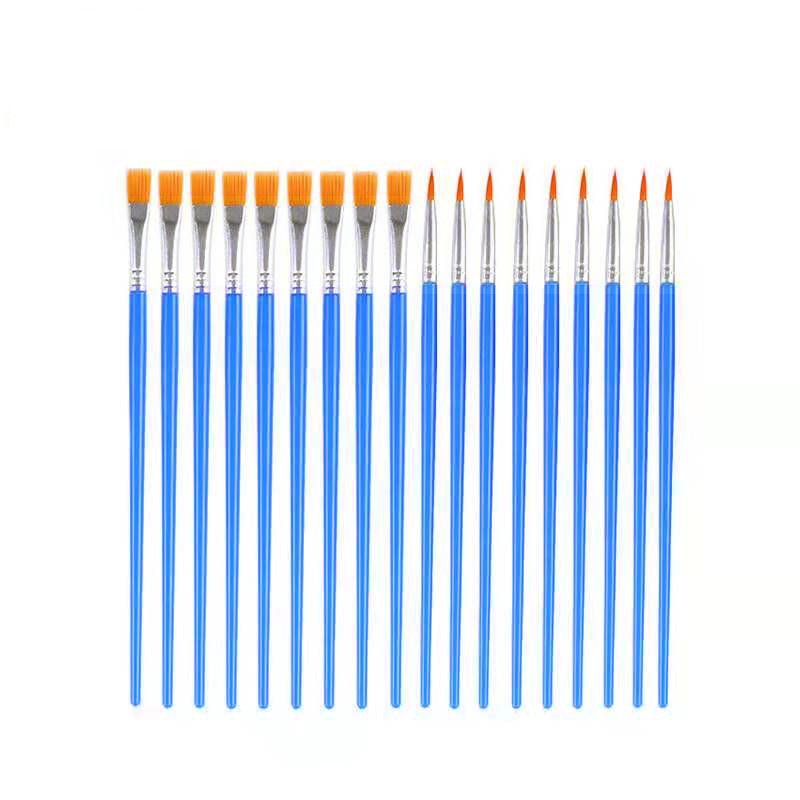Panwenbo Bulk Small Flat Paint Brushes Durable Plastic Handle Acrylic Oil Paint brush for Detail Painting