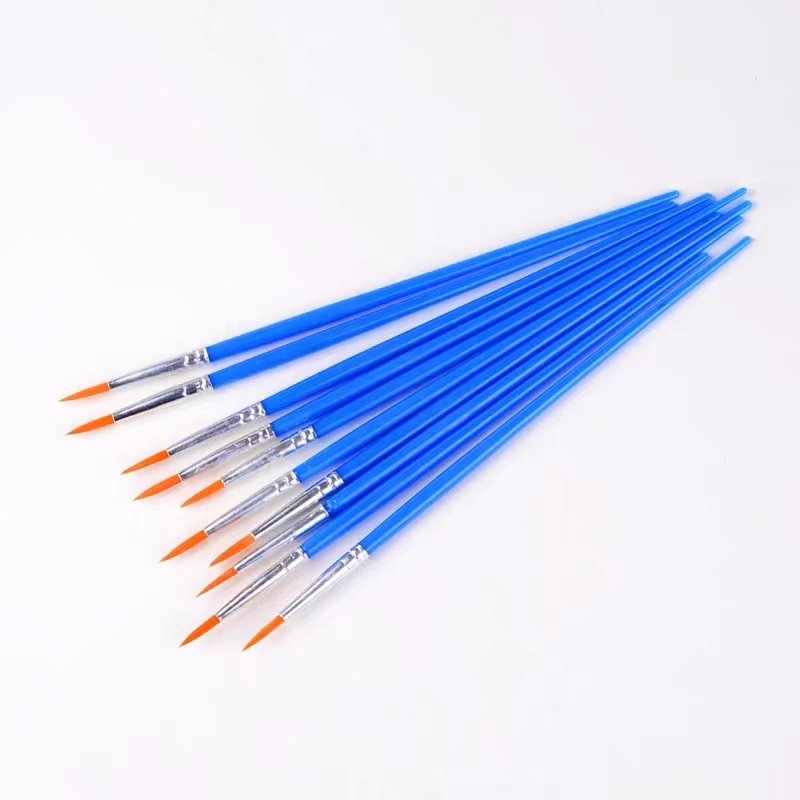Panwenbo Bulk Small Flat Paint Brushes Durable Plastic Handle Acrylic Oil Paint brush for Detail Painting