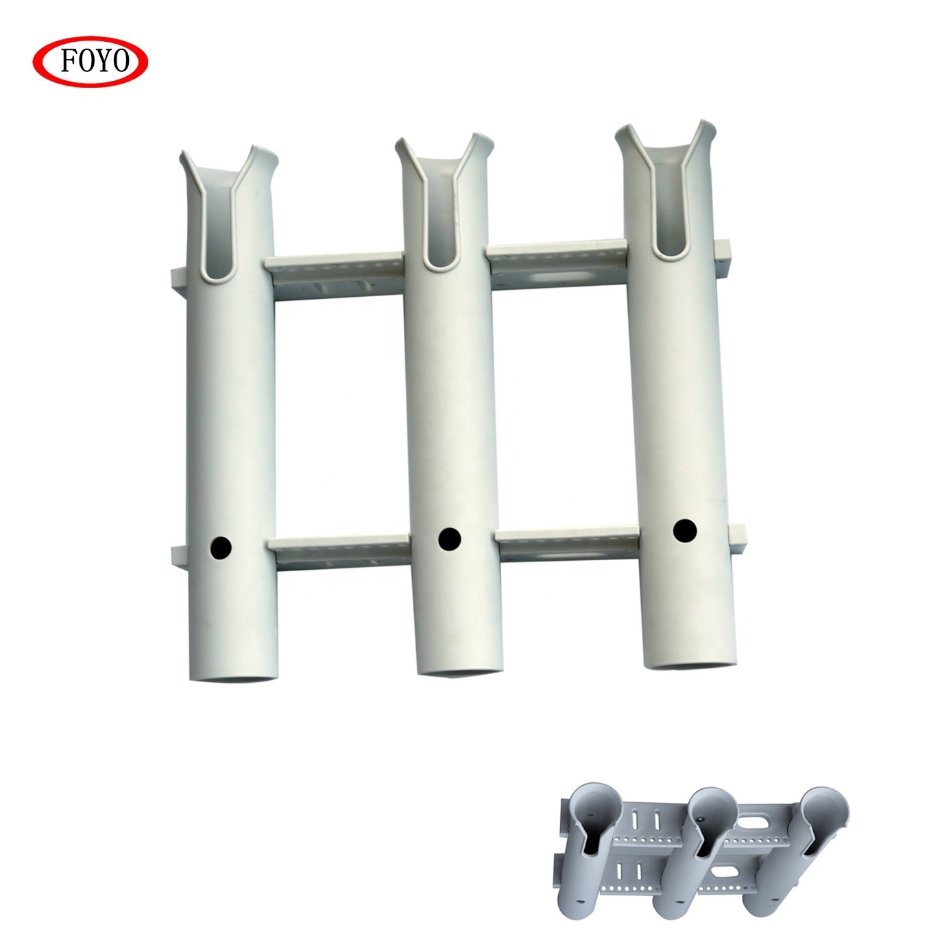 Foyo New Arrival Boat Parts Marine Fishing Accessories White 3 Tube Plastic Rod Holder Side Mount for Yacht