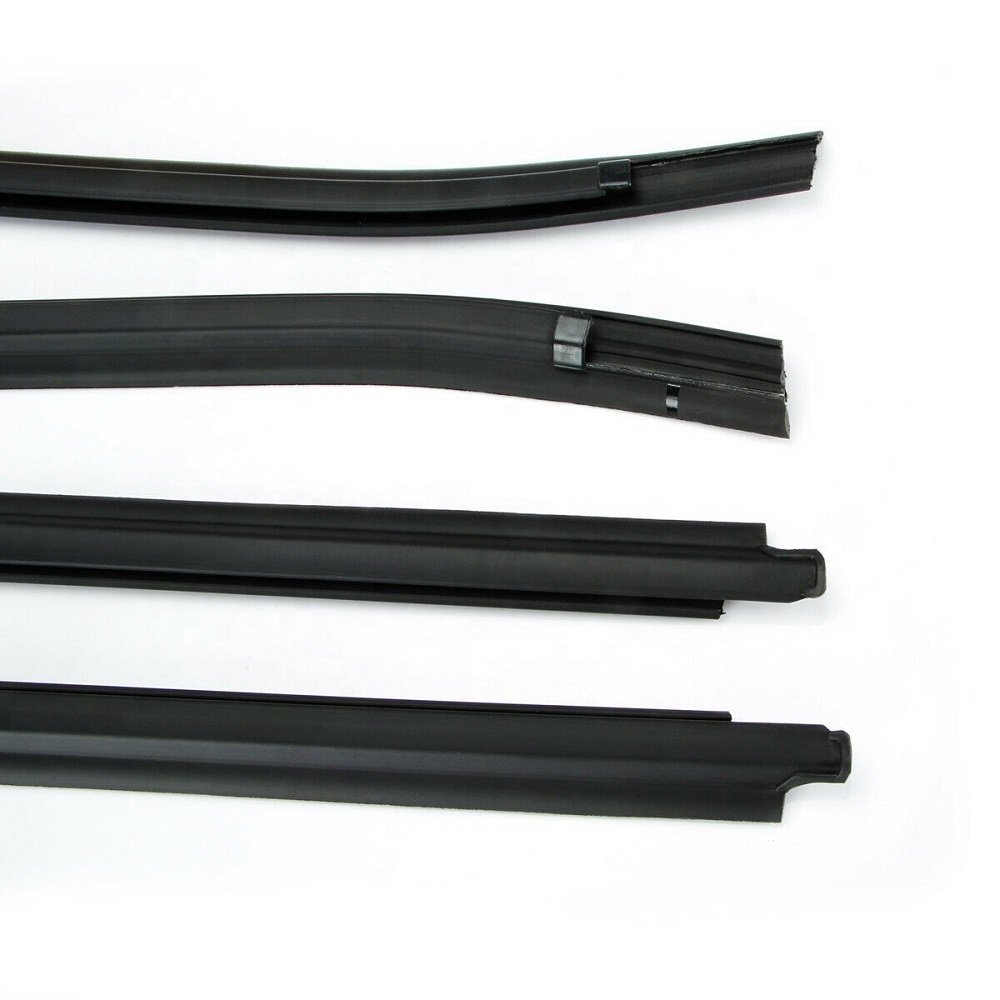 4 Pieces Black Euro Aclong Door Window Moulding Trim Front Rear Seal Belt Weatherstrip For Toyota Hilux Vigo 2005-14 Double Cab