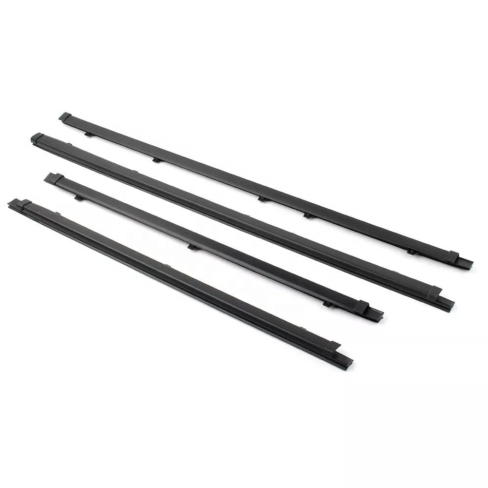 4 Pieces Black Euro Aclong Door Window Moulding Trim Front Rear Seal Belt Weatherstrip For Toyota Hilux Vigo 2005-14 Double Cab