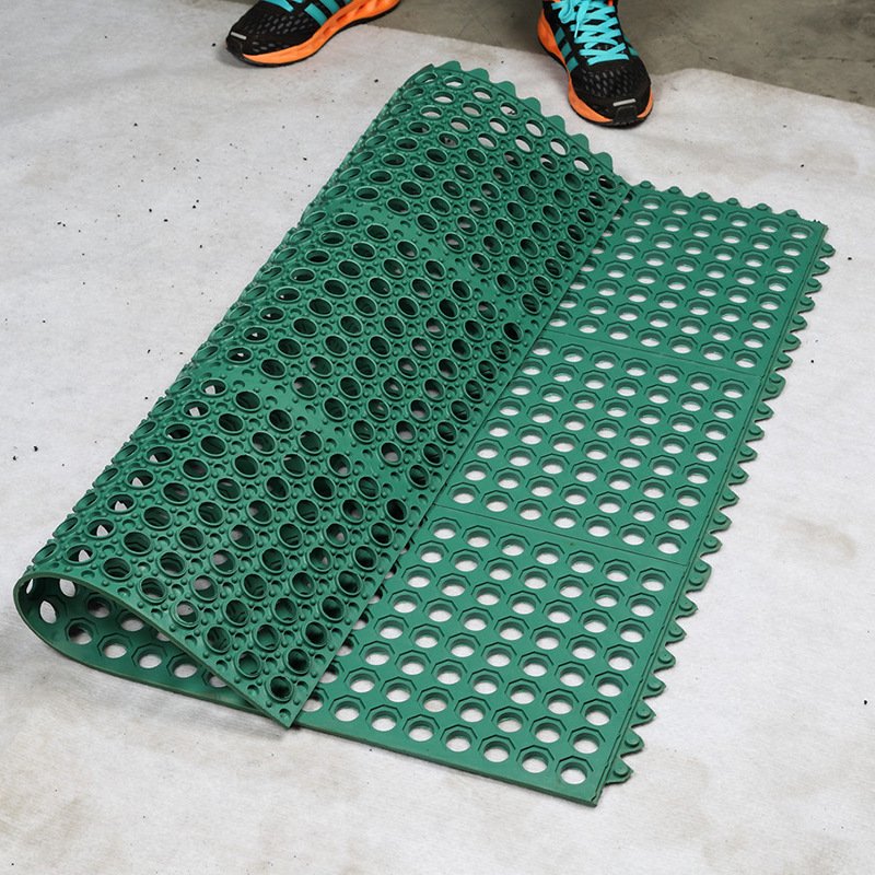 Anti Slip Holes Hollow Ring Restaurant Kitchen Garden Floor Rubber Mat, Rubber Anti-fatigue Drainage Mat