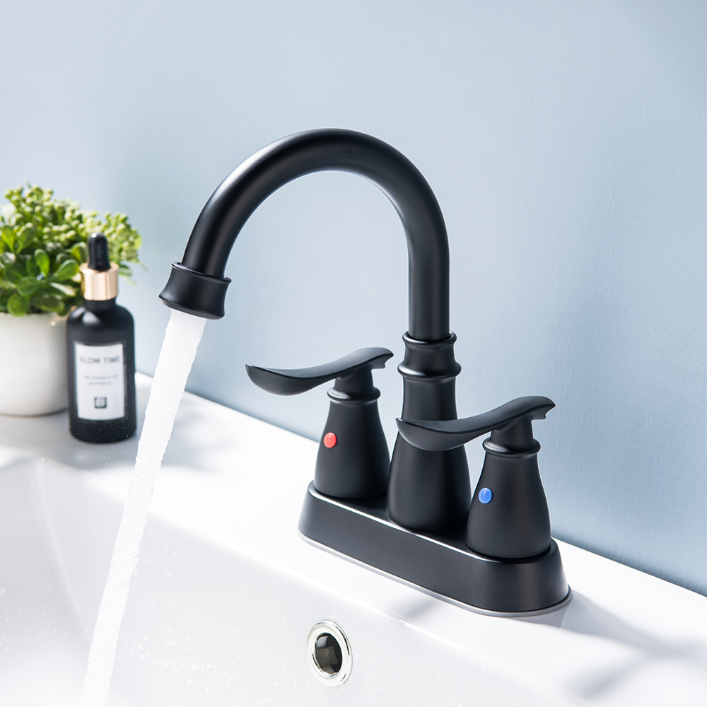 Factory Direct Sale Stainless Steel Customized Brass Matte Black Double Handle Bathroom Faucet