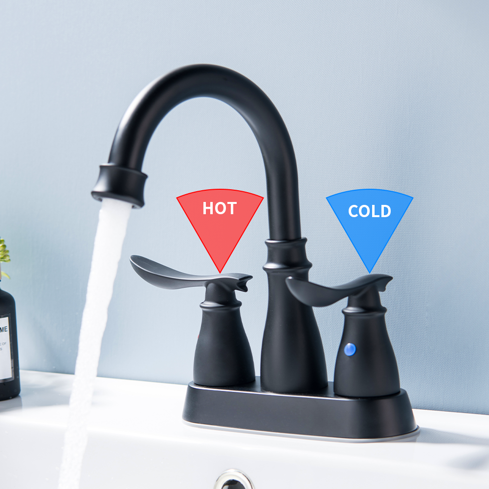 Factory Direct Sale Stainless Steel Customized Brass Matte Black Double Handle Bathroom Faucet
