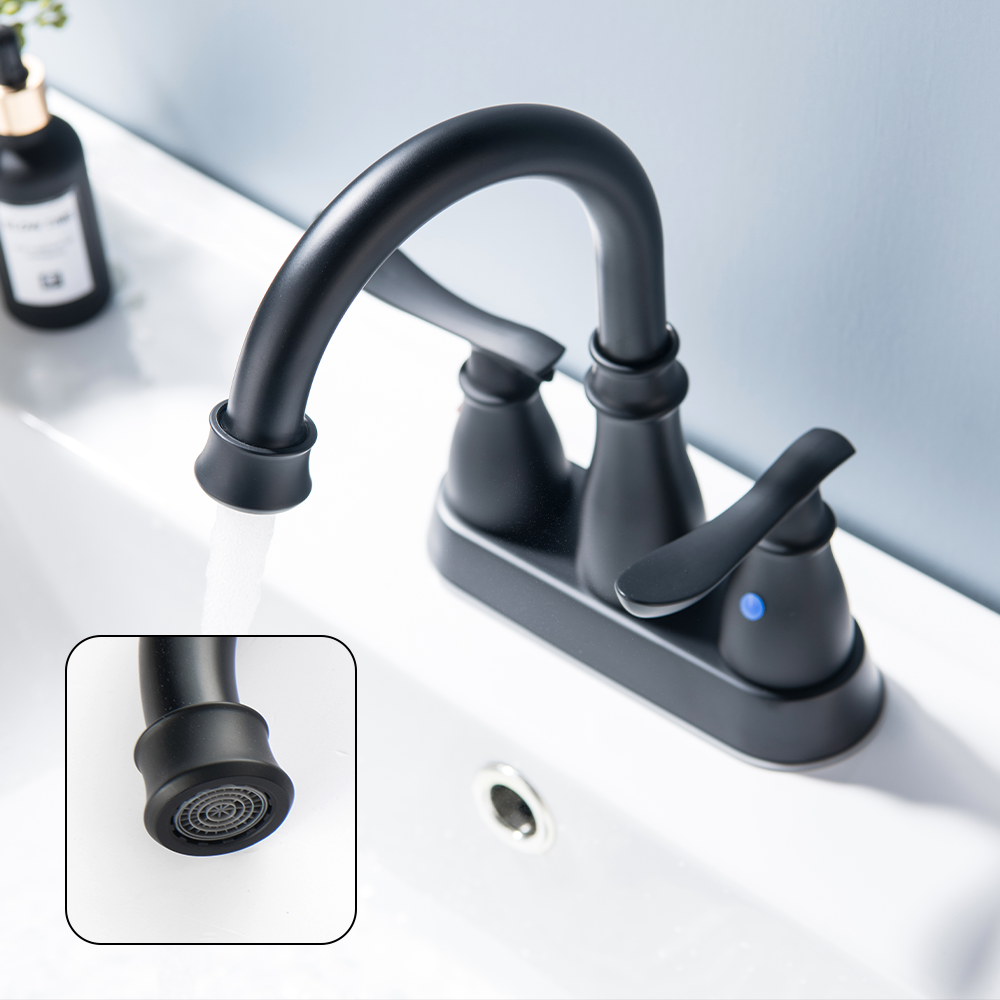 Factory Direct Sale Stainless Steel Customized Brass Matte Black Double Handle Bathroom Faucet