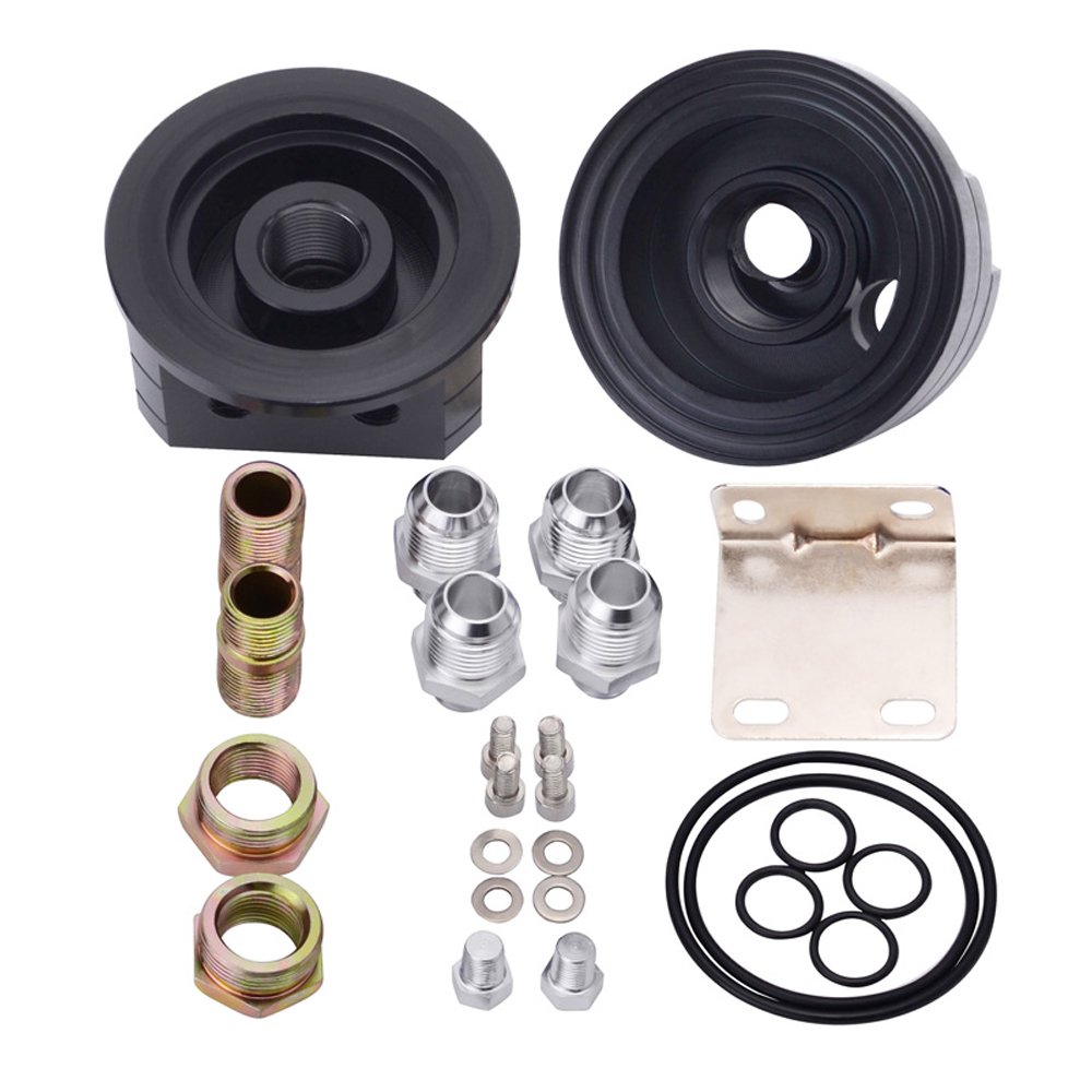 Universal Oil Cooler Sandwich Adapter With In Line Oil Thermostat Oil Sandwich Plate