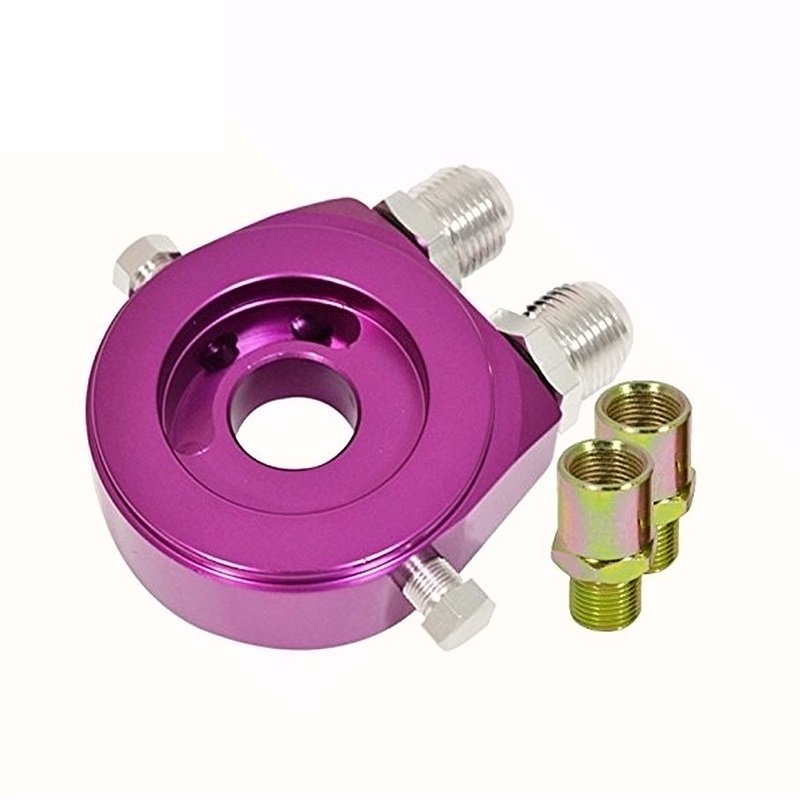 Universal Oil Cooler Sandwich Adapter With In Line Oil Thermostat Oil Sandwich Plate
